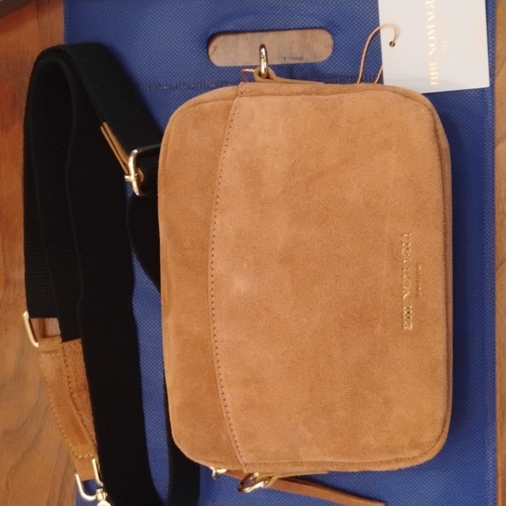 Bruno Magli Camel Suede Crossbody Bag NWT